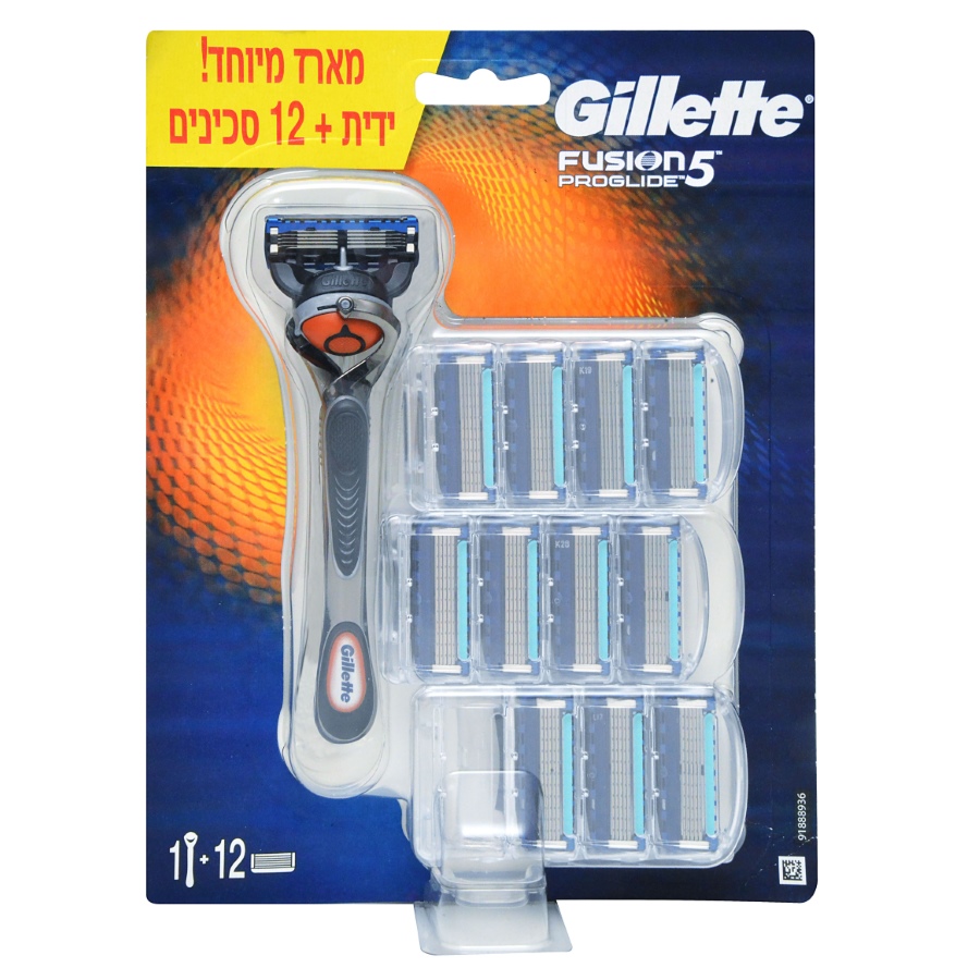 מכשיר גילוח לגבר עם טכנולוגיית flexible כולל 12 סכינים gillette