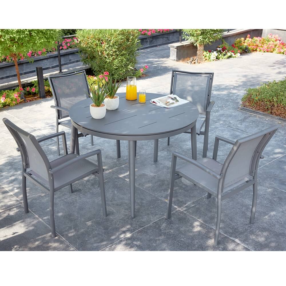 שולחן גן עגול נפתח כולל 4 כסאות SCAB &lrm;Anise Round פחם