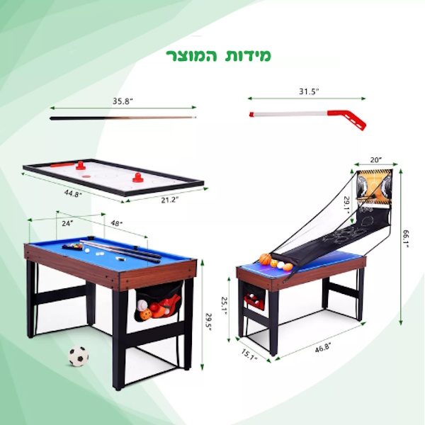 שולחן משחקים משולב 9 ב-1 euroleap