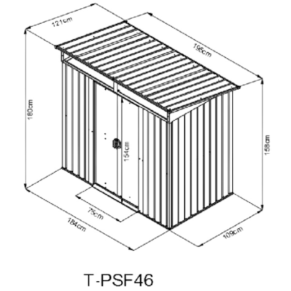 מחסן מתכת garden top 1.95x1.21