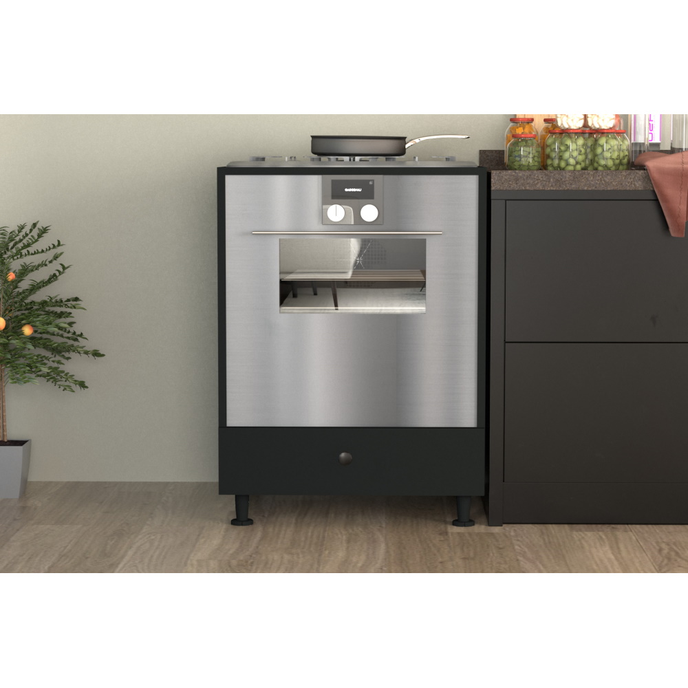 ארון שירות לתנור בנוי וכיריים על רגליות Tudo Design &lrm;ערבה שחור