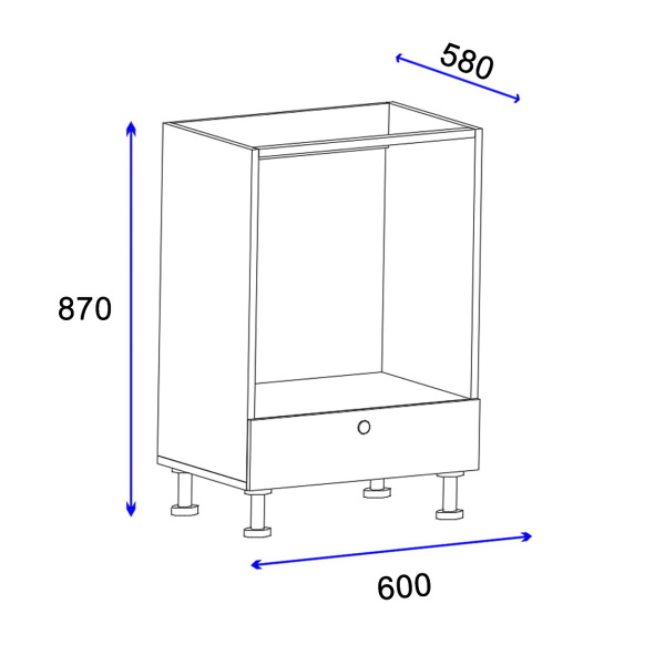 ארון שירות לתנור בנוי וכיריים על רגליות tudo design