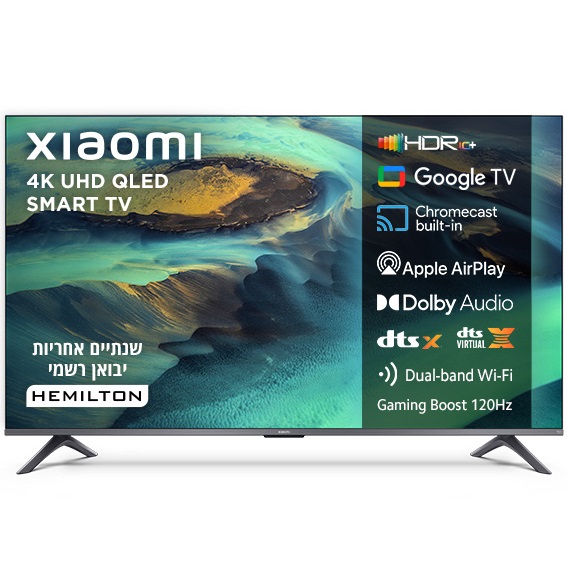 טלוויזיה חכמה 55 4k uhd qled ללא שוליים xiaomi