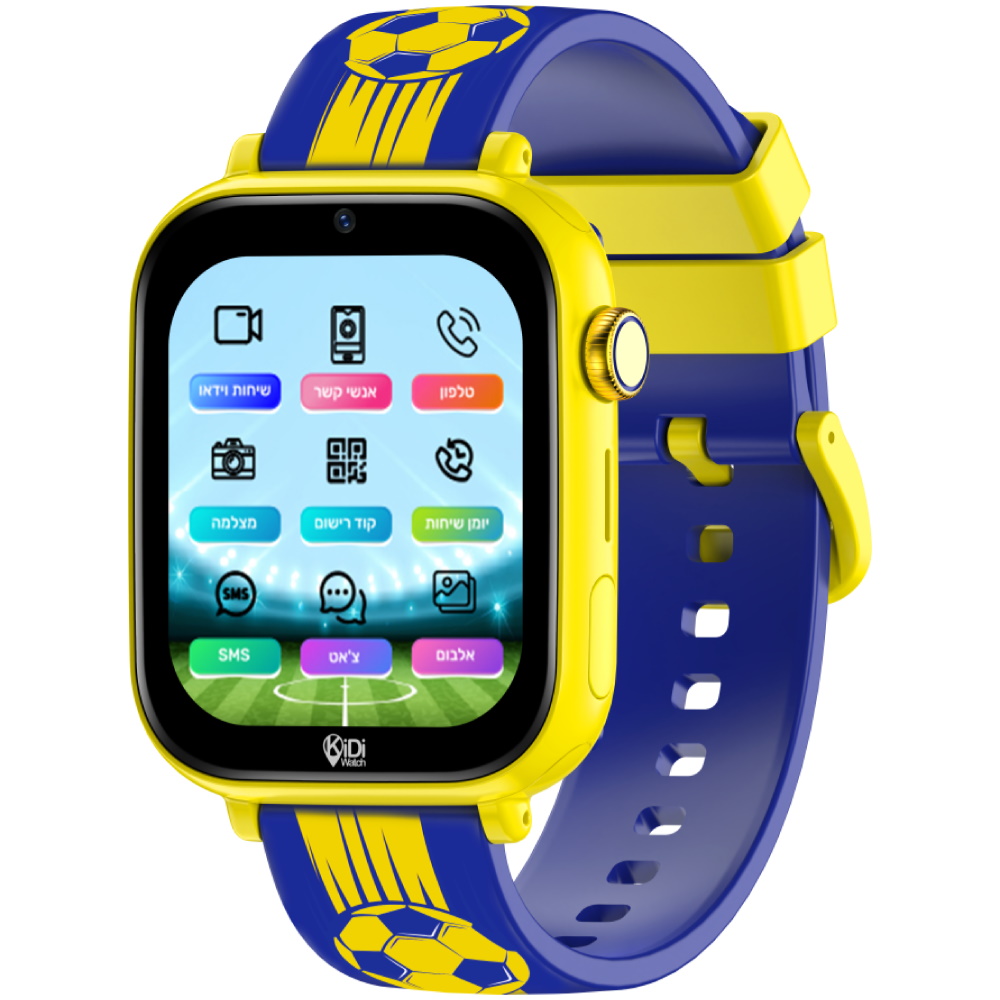 שעון חכם לילדים כולל סים מובנה Kidiwatch &lrm;כדורגל כחול צהוב