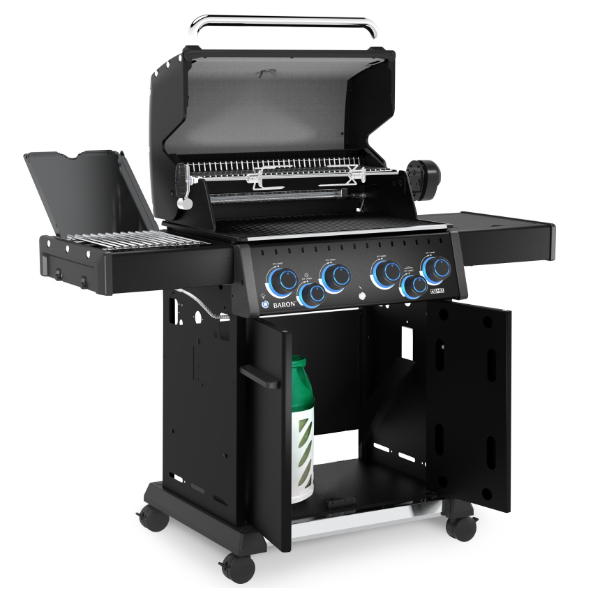 גריל גז 4 מבערים כולל כירת צד ושיפוד מסתובב broil king
