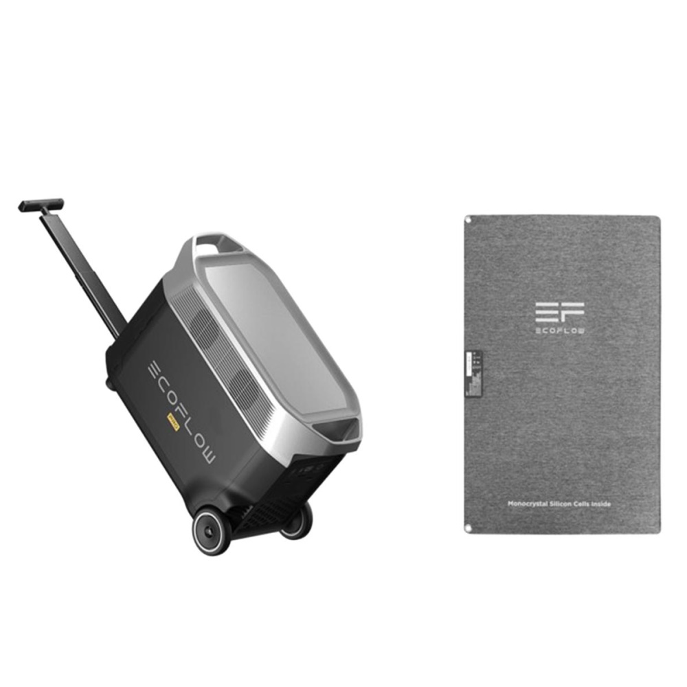 תמונה של סט תחנת כוח ניידת 3600wh כולל פאנל סולארי מתקפל ecoflow 400w