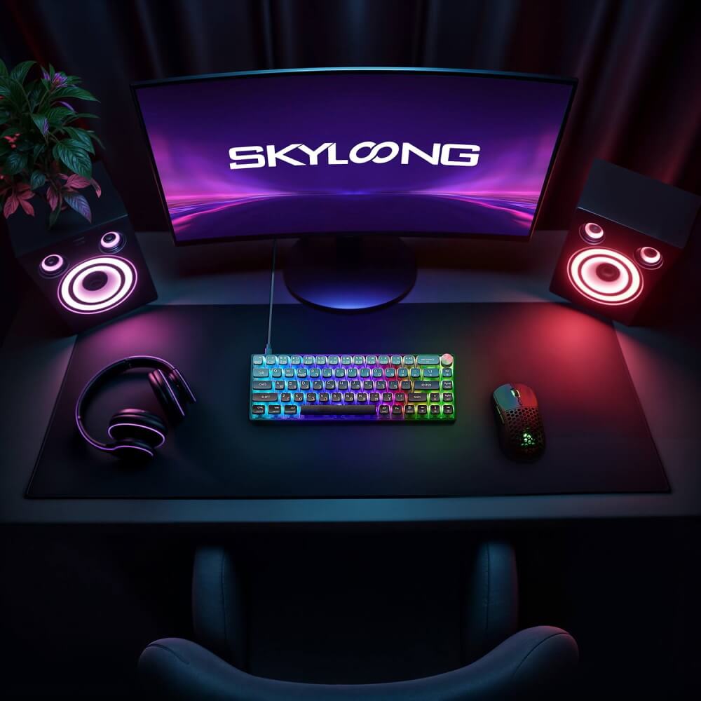 מקלדת מכאנית קומפקטית חוטית כולל תאורת skyloong rgb