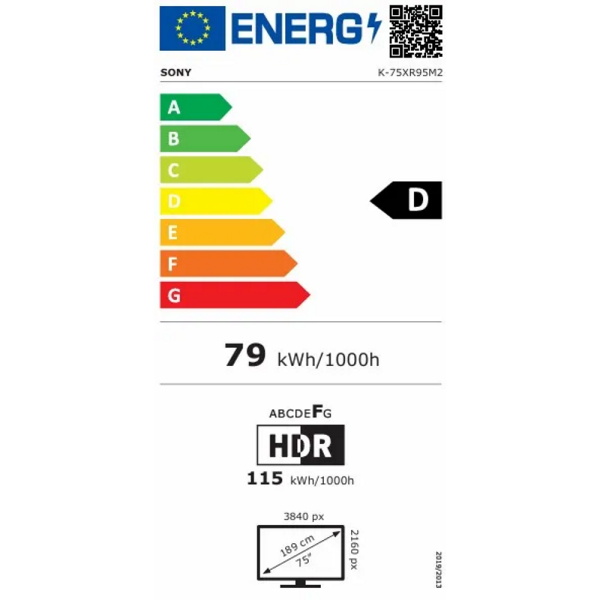 תווית אנרגיה - bravia k75xr95m2pb sony