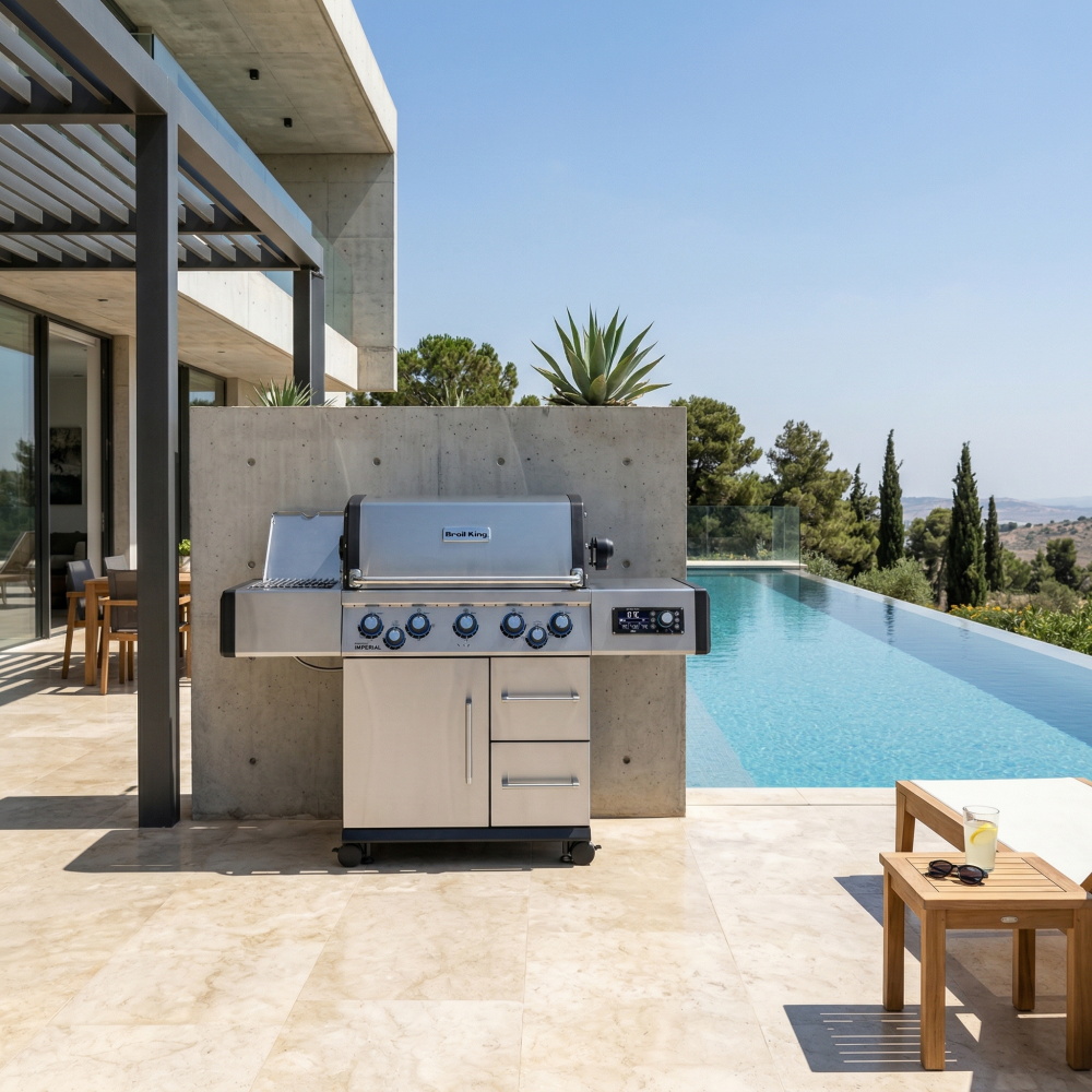 גריל גז 5 מבערים כולל כירת צד ושיפוד מסתובב broil king
