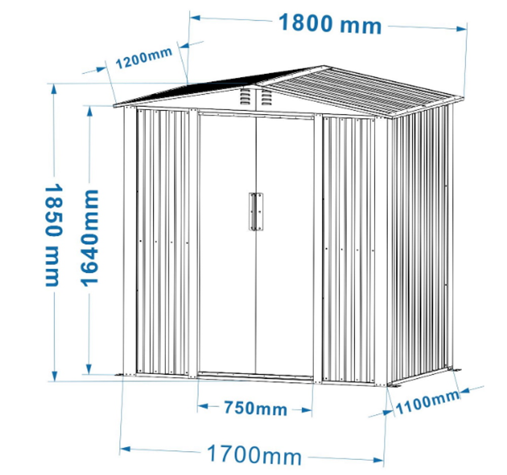 מחסן מתכת פרמיום garden top 1.80x1.20