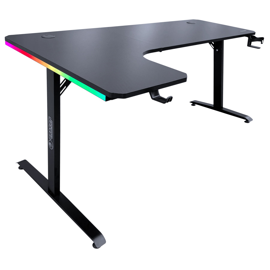 שולחן גיימינג פינתי שמאל כולל תאורה Dragon Smart Tech RGB &lrm;TL שחור
