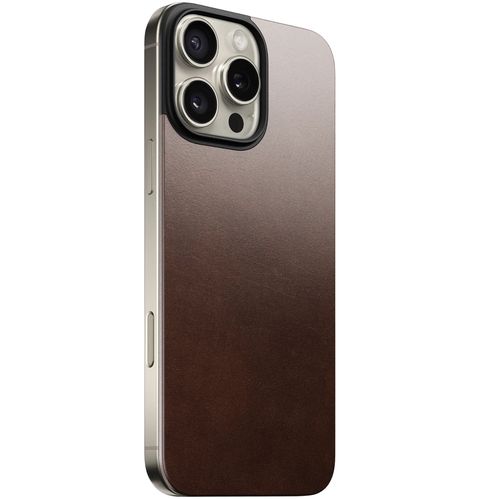 magnetic leather back - iphone 16 pro max חום nomad