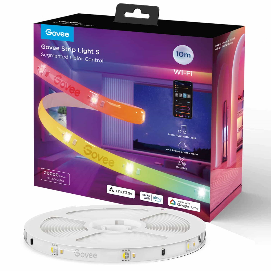 פס תאורה גמיש - 10 מטר Govee &lrm;10 - RGBIC Strip Light S – With Protective Coating