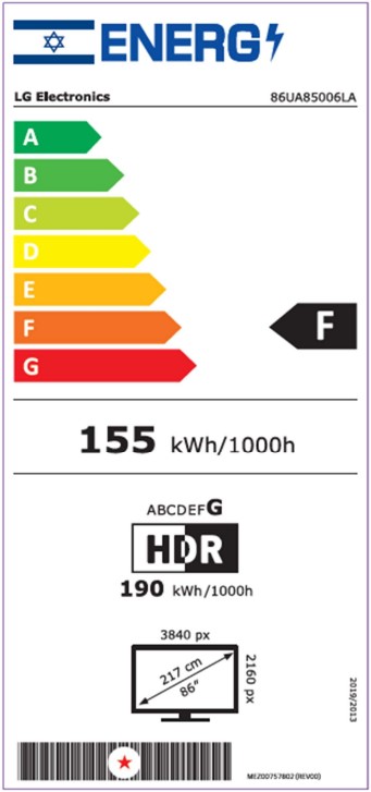תווית אנרגיה - 86ua85006la lg