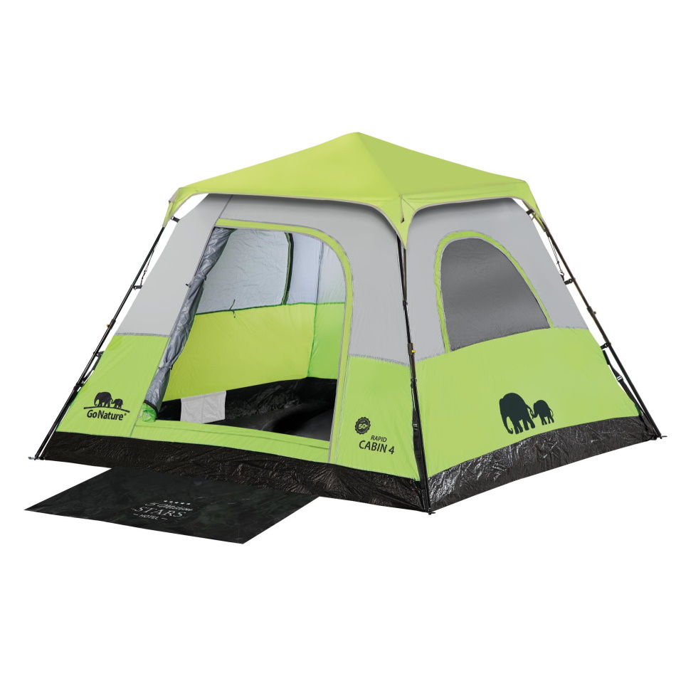 אוהל משפחתי בן רגע ל-4 אנשים Go Nature &lrm;Rapid Cabin 4
