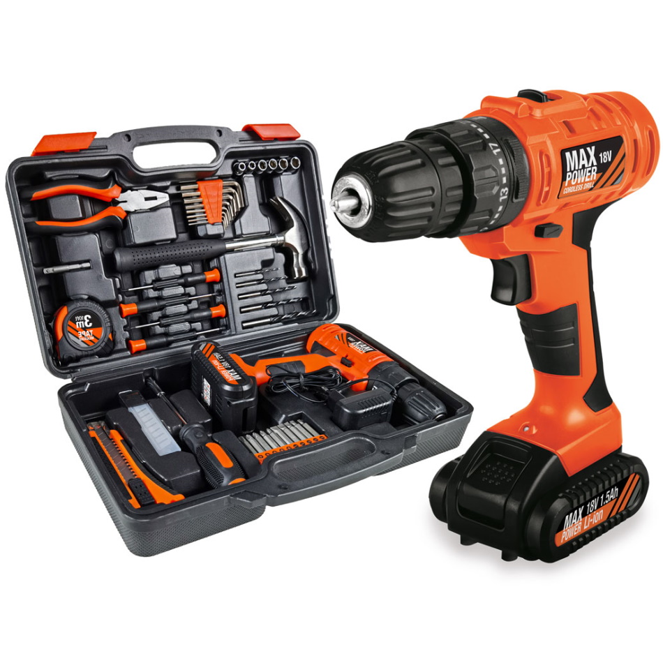 סט מברגה אימפקט נטענת 18V כולל 45 חלקים Pure Energy &lrm;DRILLX-45