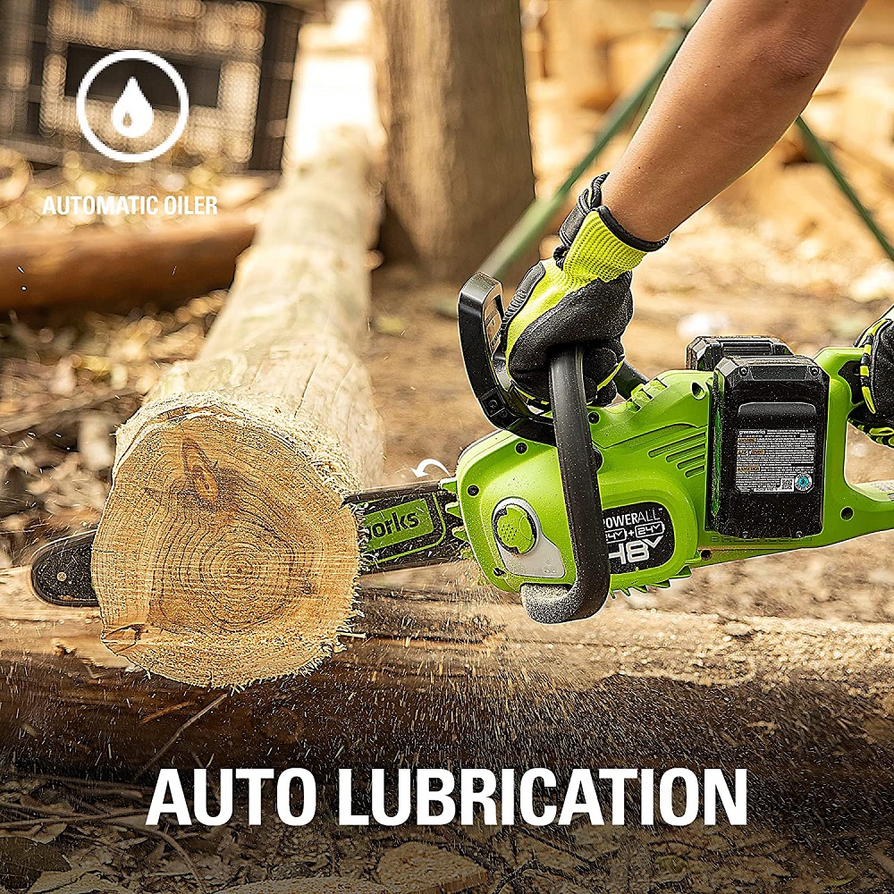 מסור שרשרת 36 סמ 48v כולל מעצור שרשרת - גוף בלבד greenworks