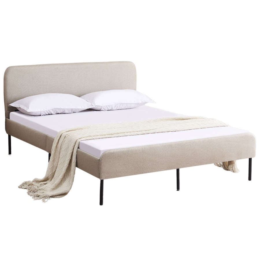 מיטה וחצי מרופדת בבד אריג Tudo Design &lrm;מיקה 120 אפור בהיר