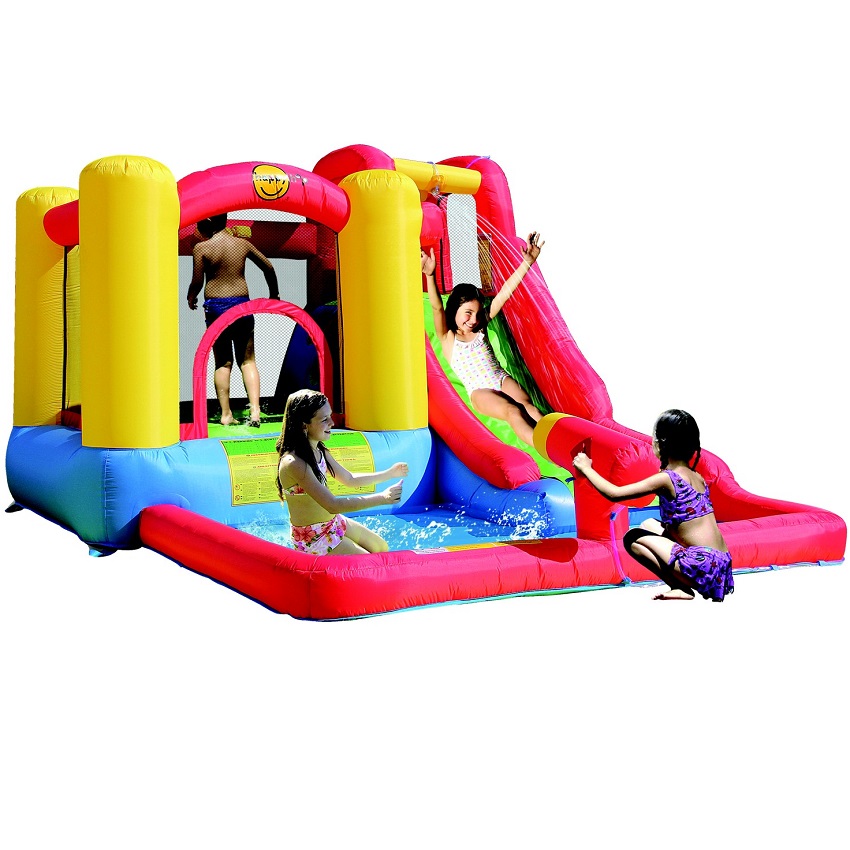 מתקן מתנפח משולב לילדים Happy Hop &lrm;Jump & Splash Adventure Zone With Cannon 9271N