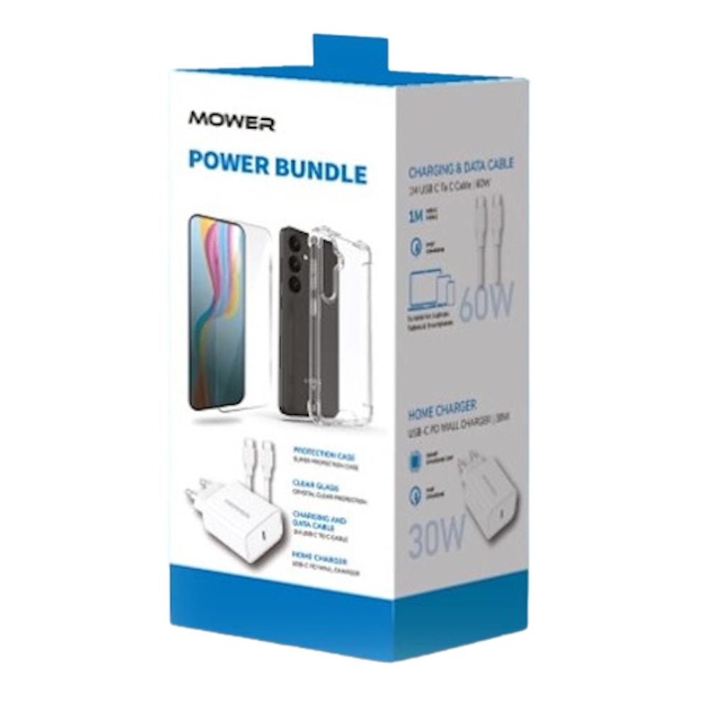 סט כיסוי, מגן מסך, מטען וכבל ל-Mower Samsung Galaxy S24 Ultraמאוור &lrm;Samsung S24 Ultra Kit case+adopter+cable+screen protector