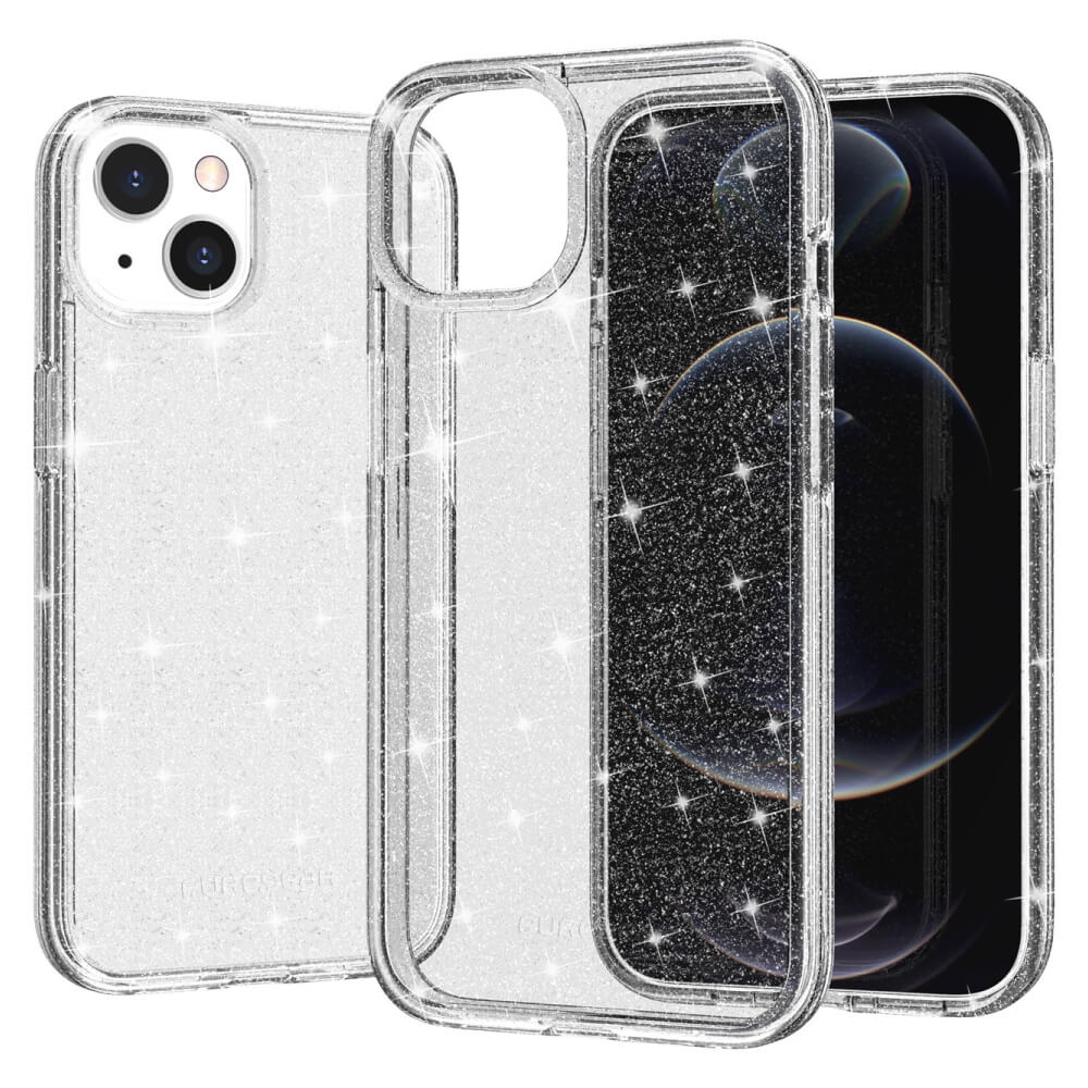 כיסוי אחורי שקוף מנצנץ PureGear &lrm;iPhone 15 Slim Shell Pro - שקוף מנצנץ