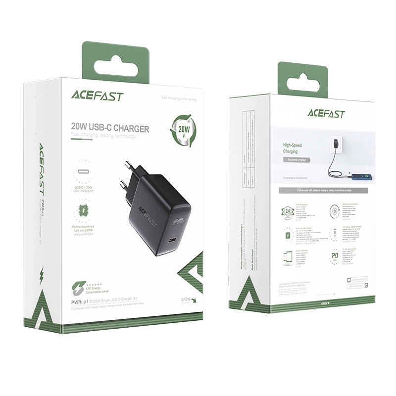 תמונה של ראש מטען קיר מהיר acefast usb-c 20w