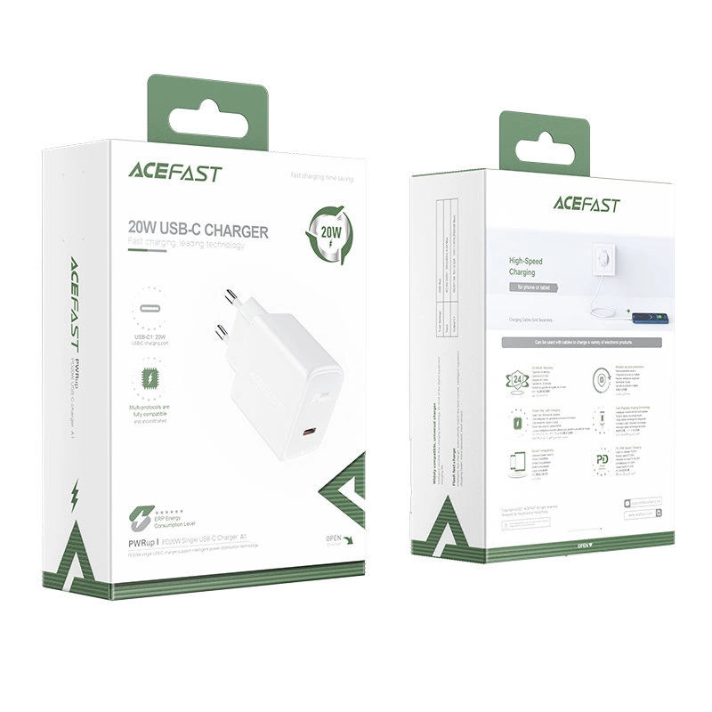תמונה של ראש מטען קיר מהיר acefast usb-c 20w