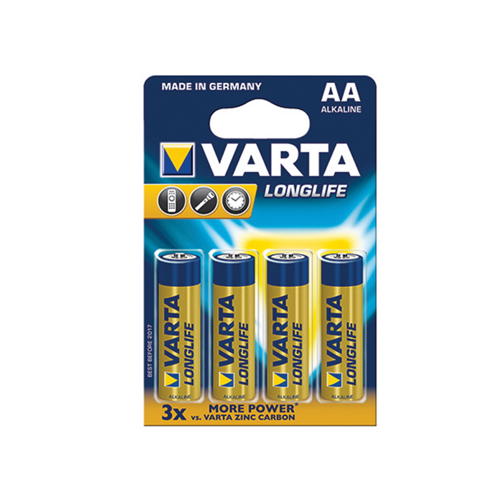 4 סוללות AA לא נטענות דגם VARTA &lrm;AA Long Life סוללות (רביעייה)