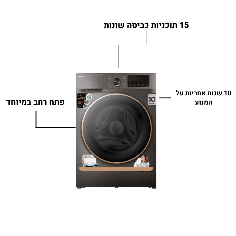 מכונת כביסה פתח חזית - 7 קג aiwa