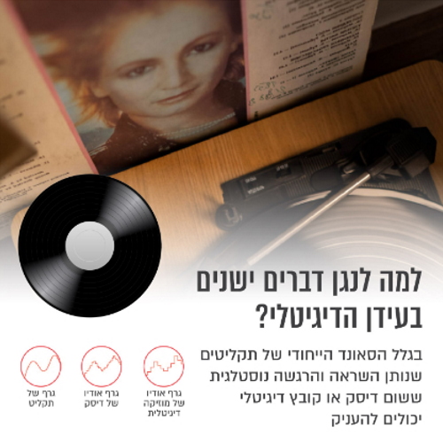 פטיפון מזוודה אלחוטי כולל רמקולים סטריאו מובנים aiwa