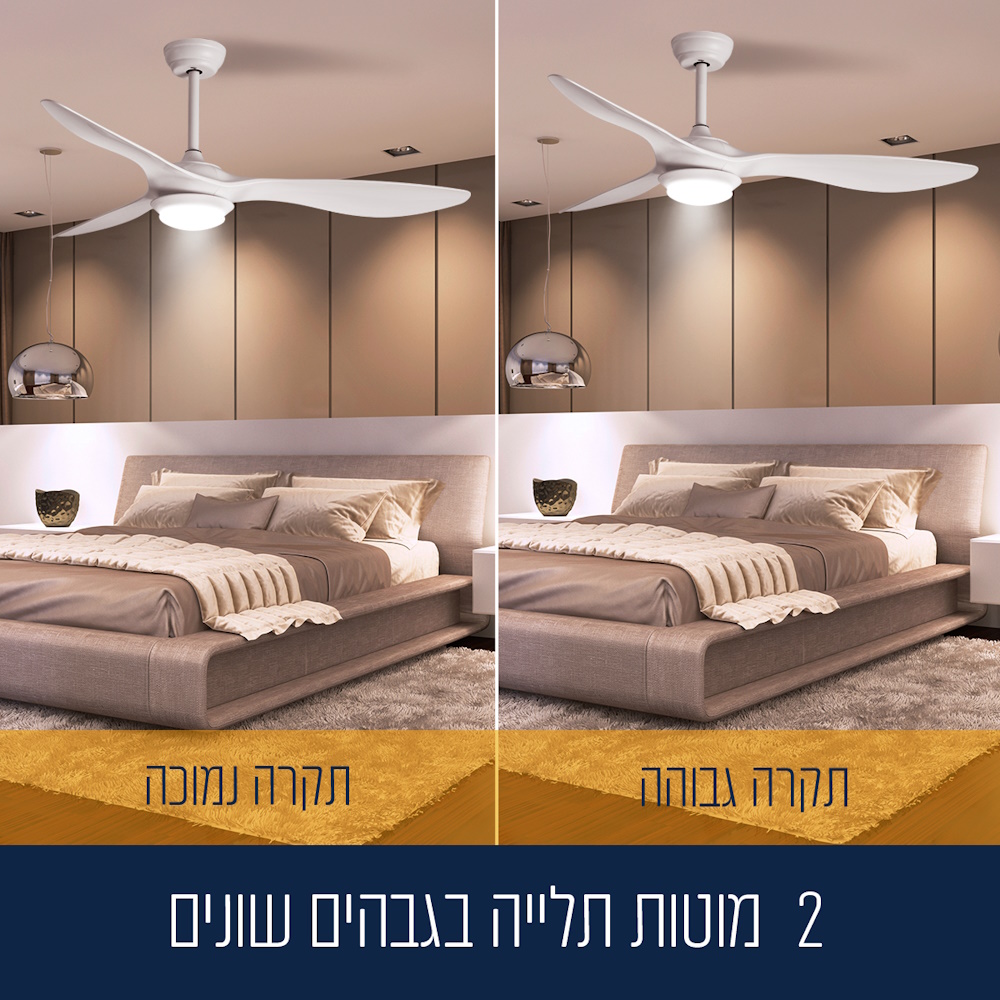 מאוורר תקרה דקורטיבי 52 כולל שלט ותאורת לד arrow 40w