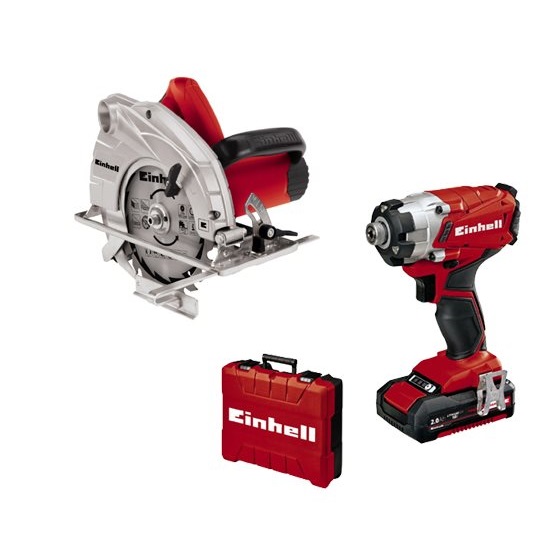 סט מברגת אימפקט 18V + מסור עגול Einhell &lrm;סט-איינהיל-2B