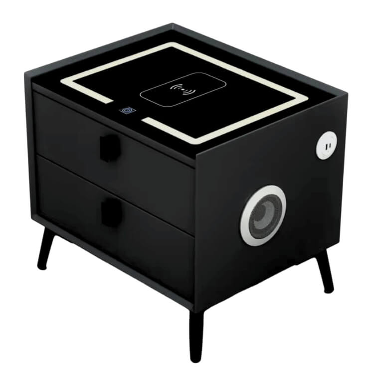 שידה חכמה משולבת משטח טעינה ורמקול - 2 מגירות Multi Garden &lrm;MG-64 שחור