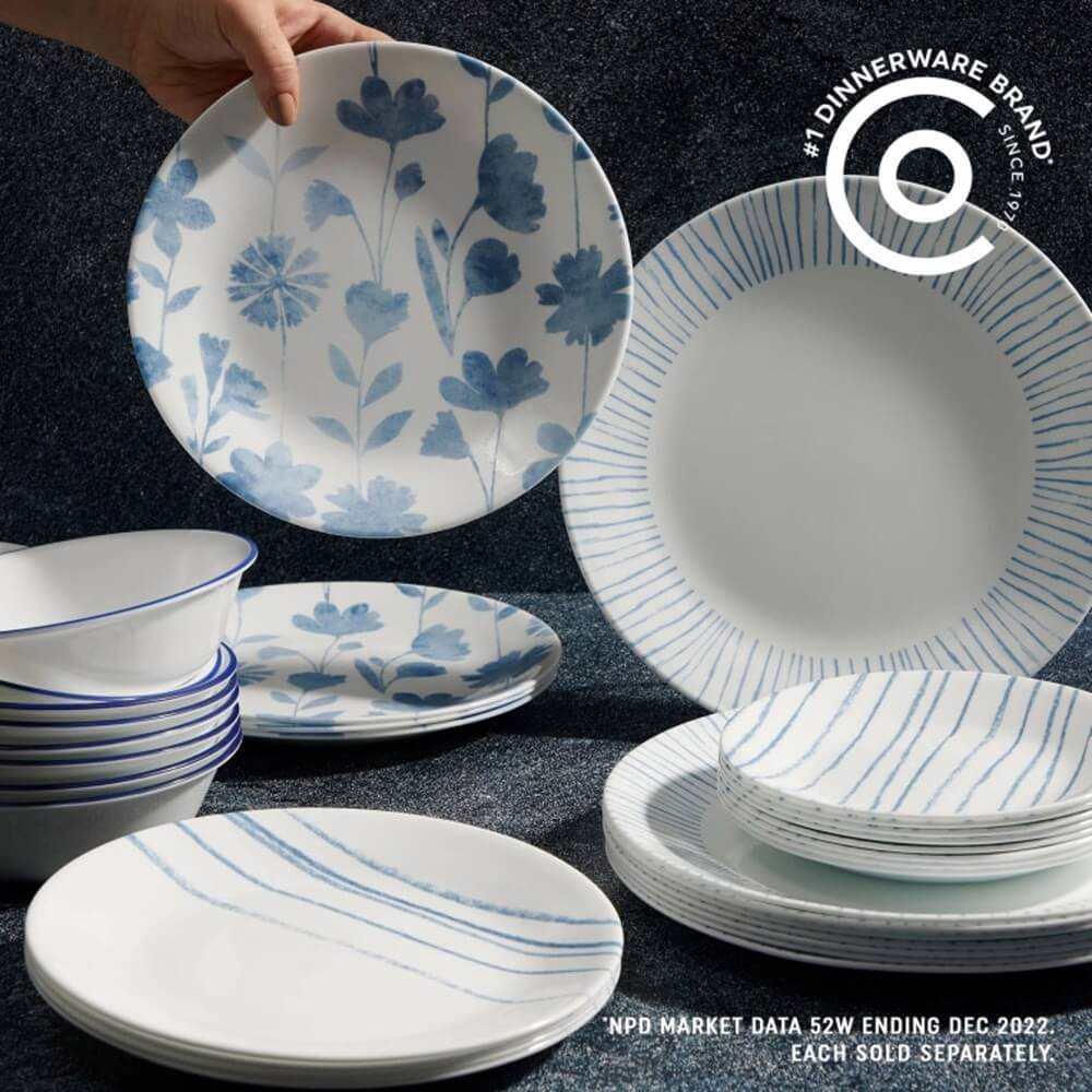 סט צלחות 36 חלקים ל-12 סועדים corning by corelle