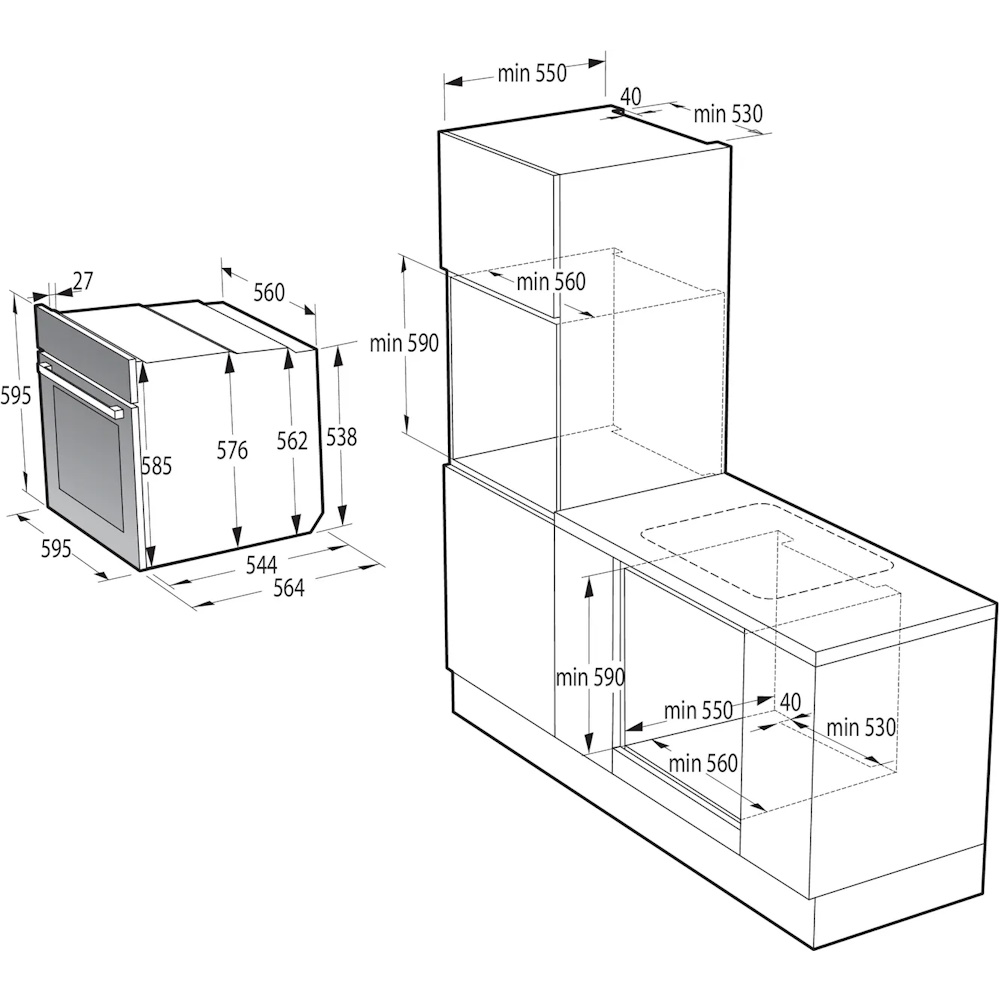 תנור בנוי פירוליטי - 77 ליטר gorenje