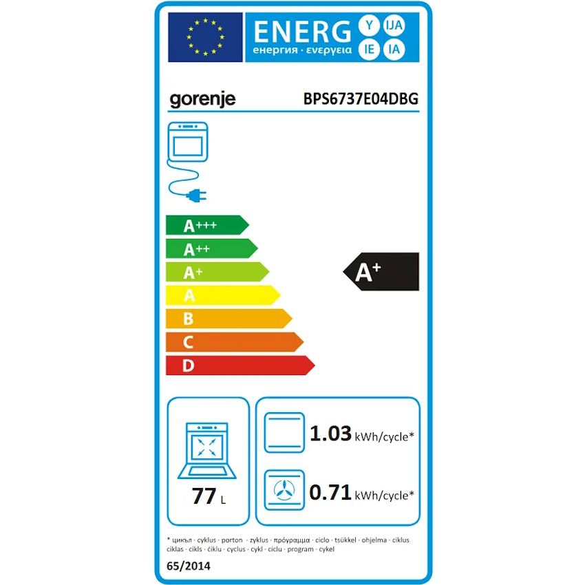 תווית אנרגיה - g400 bps6737e04dbg זכוכית שחורה gorenje