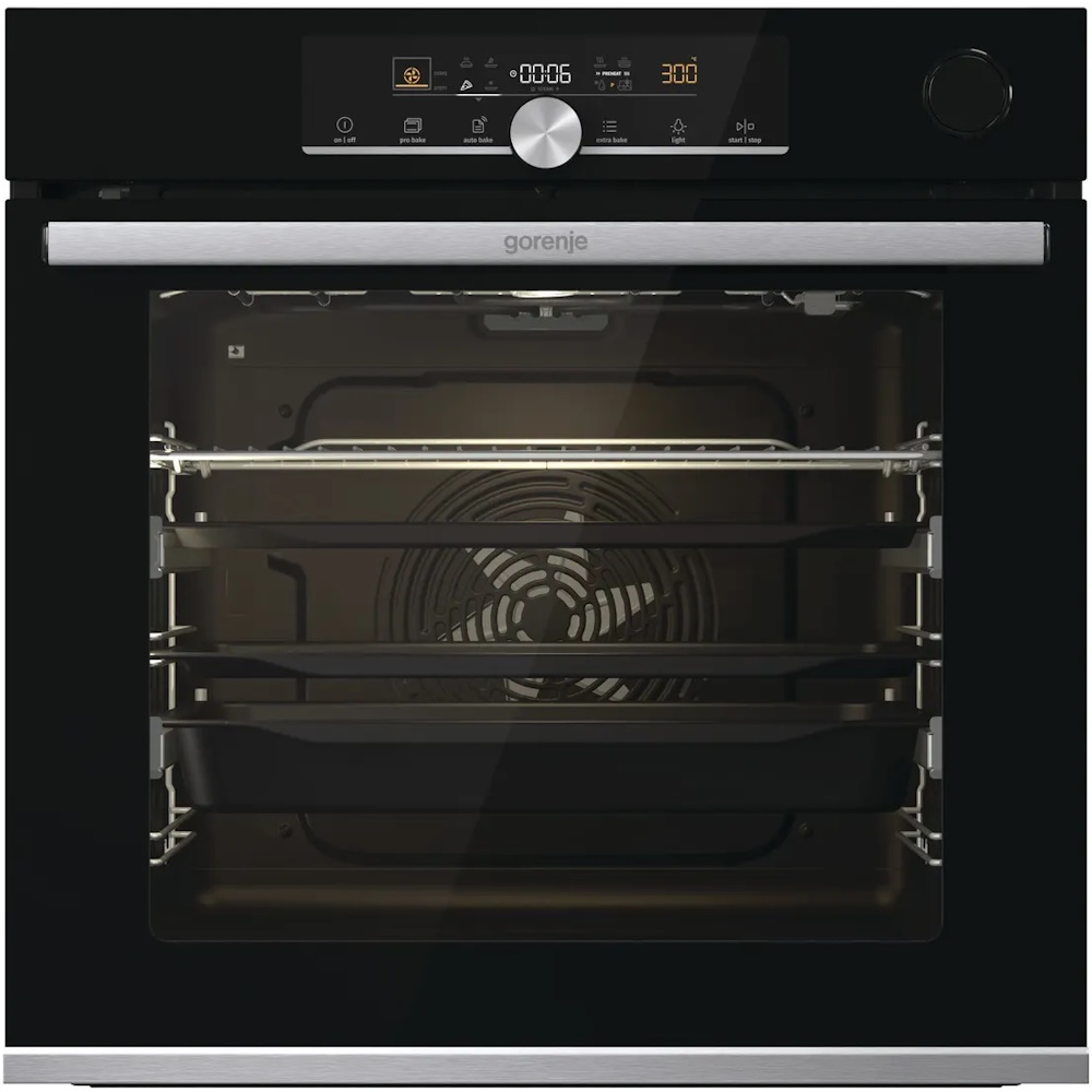 תנור בנוי פירוליטי - 77 ליטר Gorenje &lrm;BPSAX6747A08BG זכוכית שחורה משולב נירוסטה