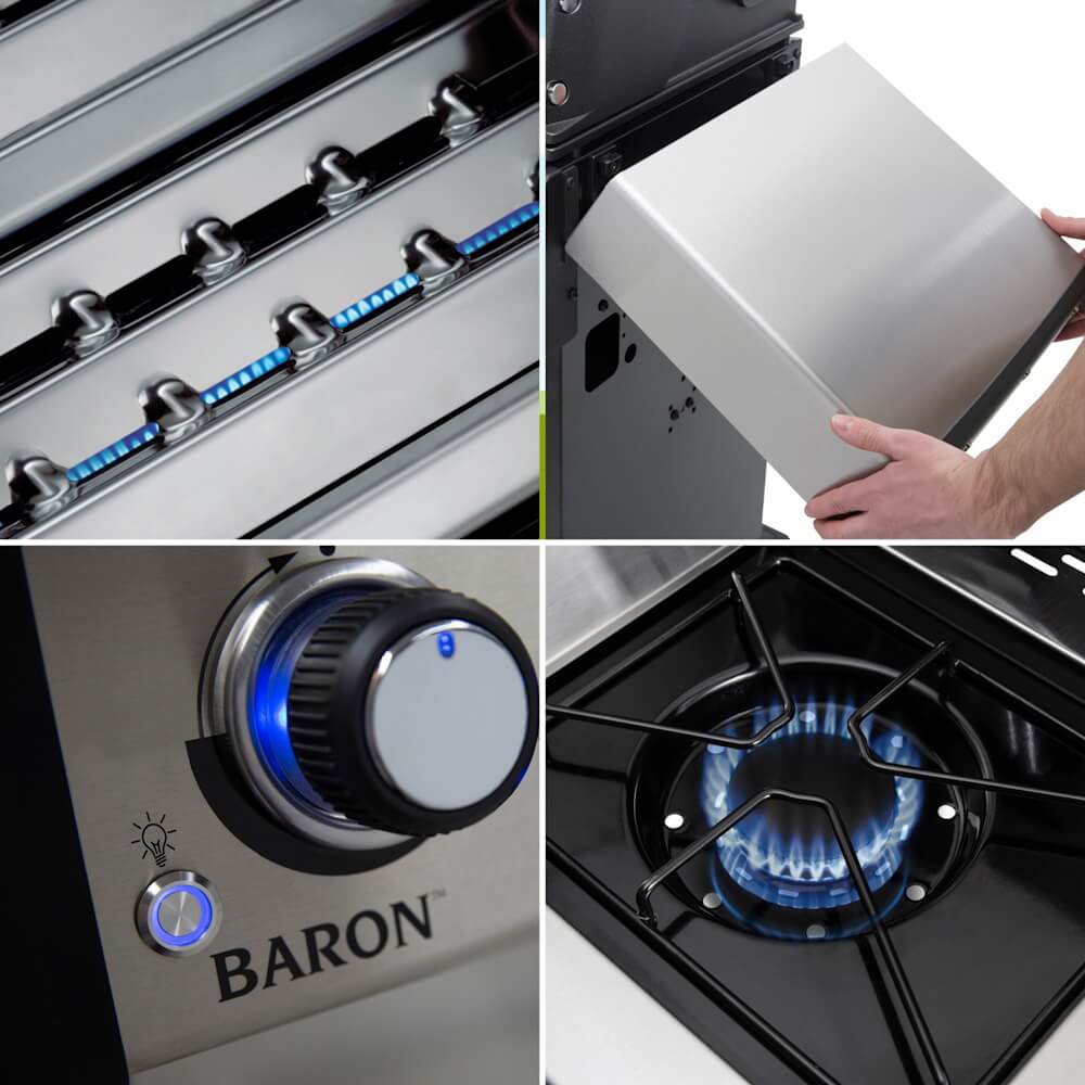 תמונה של גריל גז 4 מבערים כולל כירת צד ושיפוד broil king
