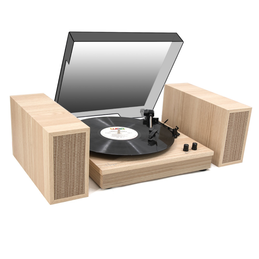 פטיפון עץ Bluetooth כולל זוג רמקולים Harper &lrm;Berry Light Wood