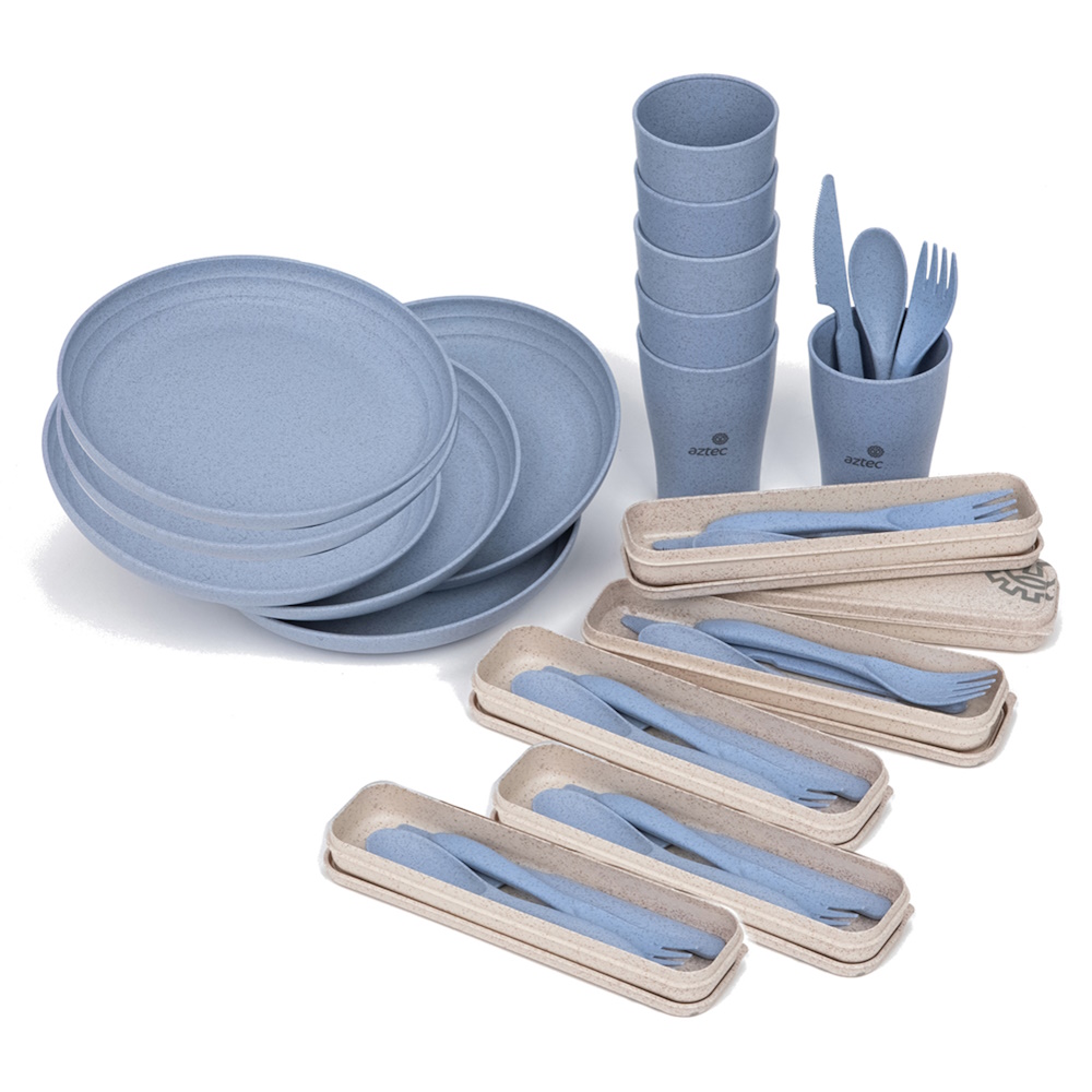 סט כלי אוכל לפיקניק רב פעמי ל-6 אנשים Aztec &lrm;Picnic Set II Family כחול
