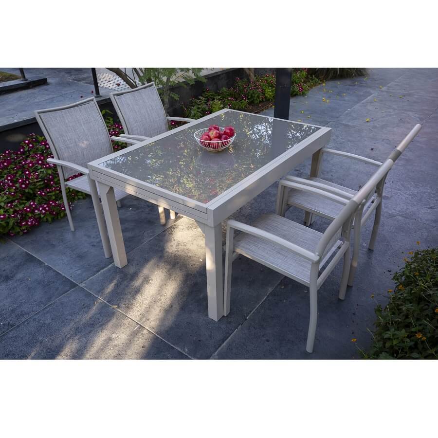 מערכת גן - פינת אירוח 4 כסאות ושולחן נפתח עד 270 ס