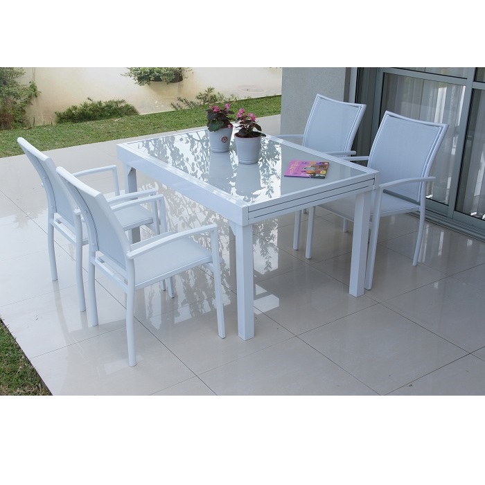 מערכת גן - פינת אירוח 4 כסאות ושולחן נפתח עד 270 ס