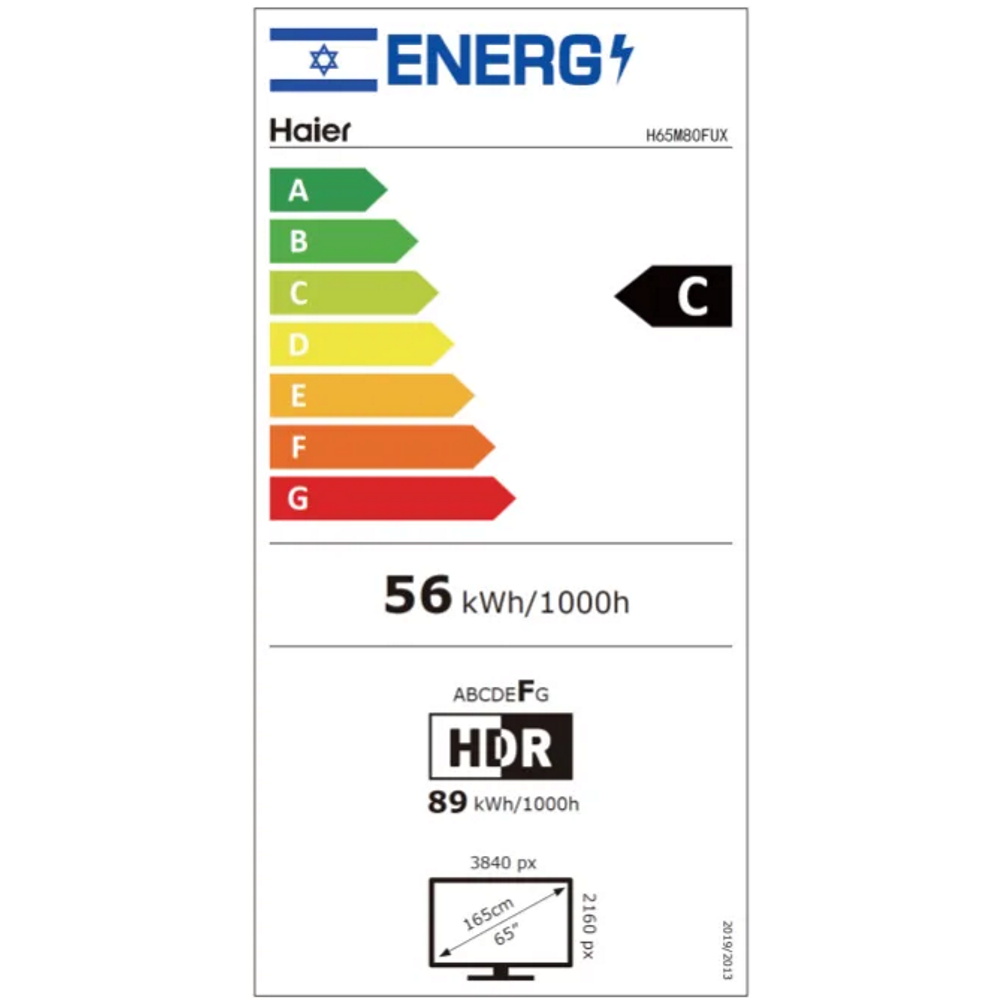 תווית אנרגיה - mini led h65m80fux haier