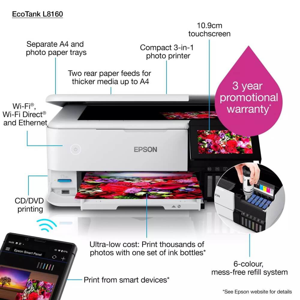 מדפסת הזרקת דיו אלחוטית משולבת epson