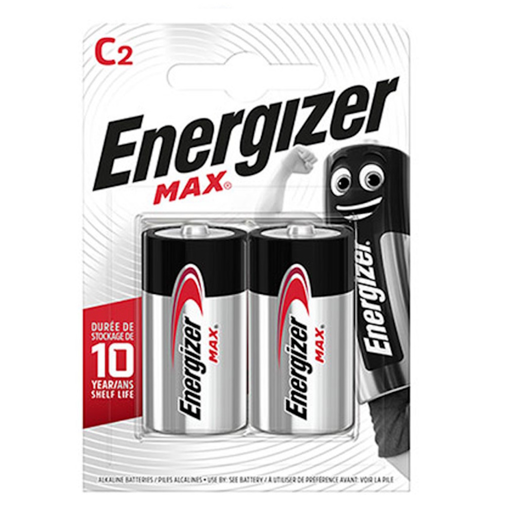 2 סוללות Energizer Max Alkaline Battery Pack &lrm;C2 C-LR14