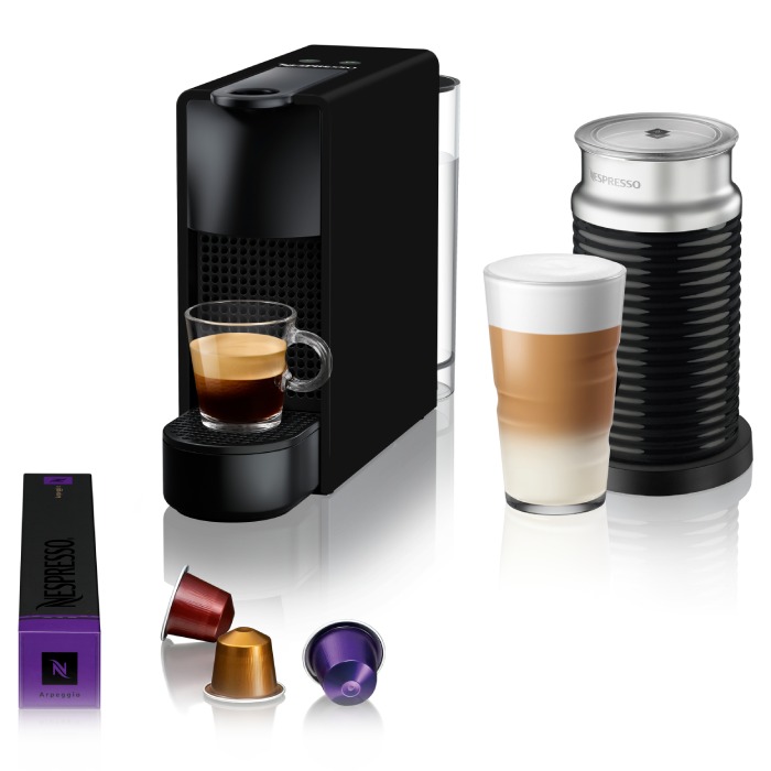 סרטון - מכונת קפה ומקציף nespresso  נספרסו  essenza mini c30-mb באנדל שחור מט