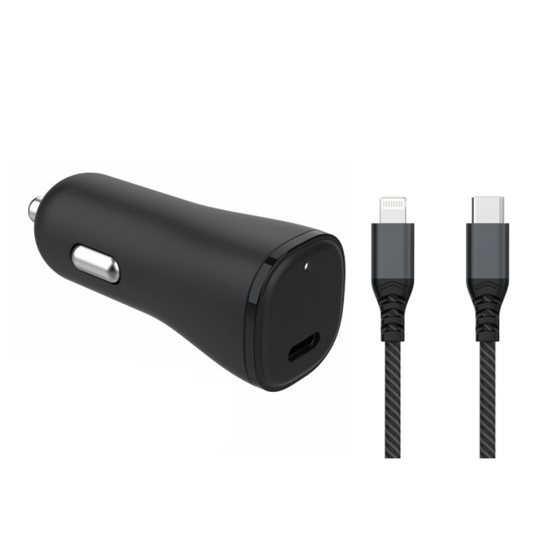 סט מטען רכב מהיר PD 20W + כבל טעינה וסנכרון USB-C ל-Lighting מאושר אפל Neatogo &lrm;562205
