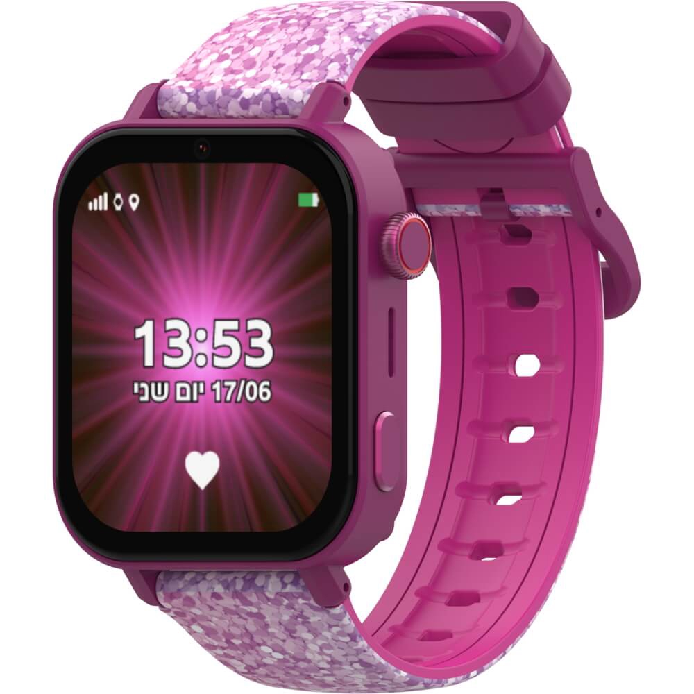 שעון חכם לילדים כולל סים מובנה Kidiwatch &lrm;KidiChat 2.1 ורוד/ורוד משולב (2 רצועות)