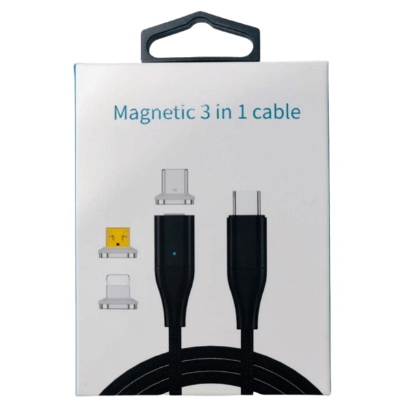 כבל טעינה וסנכרון מגנטי 3 ב-1 כולל חיבורי Choetech Lightning, Type C, Micro USB &lrm;562605