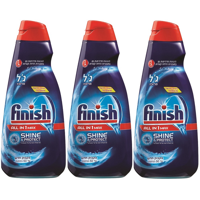 מארז 3 בקבוקי ג'ל למדיח כלים 1 ליטר Finish &lrm;קלאסי